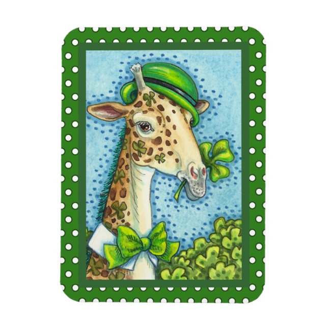 LEPRECHAUN GIRAFFE, COLORFUL ST. PATRICK'S DAY MAGNET (Vertical)