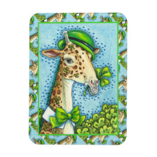 LEPRECHAUN GIRAFFE, COLORFUL ST. PATRICK'S DAY MAGNET