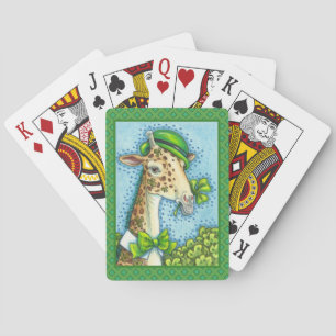 LEPRECHAUN GIRAFFE, COLORFUL ST. PATRICK'S DAY POKER CARDS