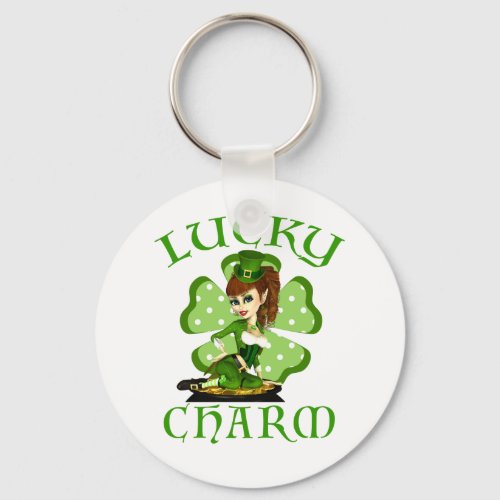 Leprechaun Girl Lucky Charm Keychain