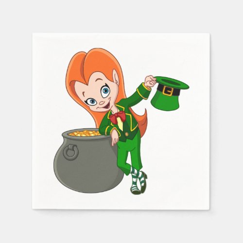 Leprechaun Girl Paper Napkins