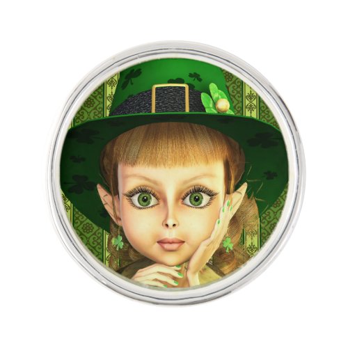 Leprechaun Girl St Patricks Day Lapel Pin