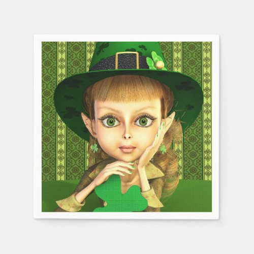 Leprechaun Girl St Patricks Day Paper Napkins