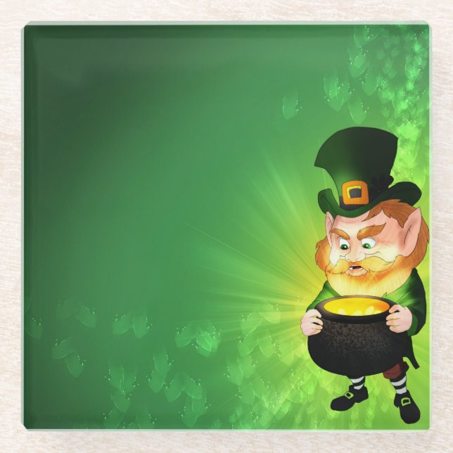 Leprechaun  glass coaster (Front)