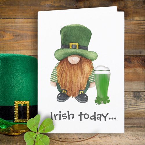 Leprechaun Gnome Beer Funny St Patricks Day Card