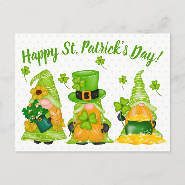 Leprechaun Gnome Dots Happy St. Patrick's Day Post Postcard (Front)