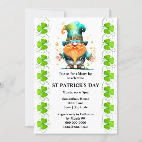Leprechaun gnome Irish party lovers gold Invitation