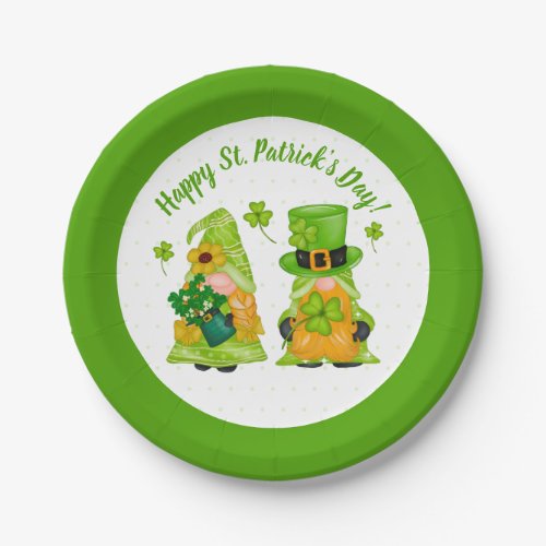 Leprechaun Gnome Shamrock Happy St Patricks Day Paper Plates