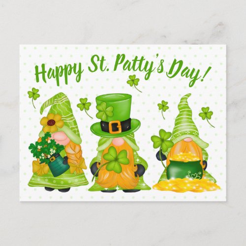 Leprechaun Gnome Shamrock Happy St Pattys Day Postcard