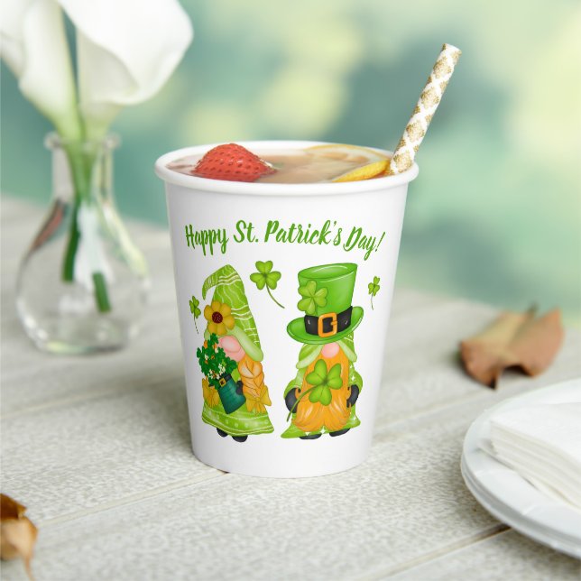 Leprechaun Gnome Shamrocks St. Patrick's Day Paper Cups (Insitu)