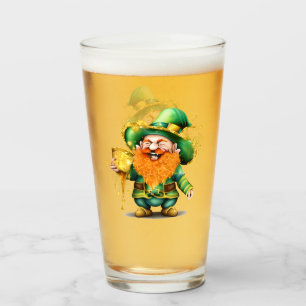 Leprechaun gnome St. Patrick's Day lucky Glass