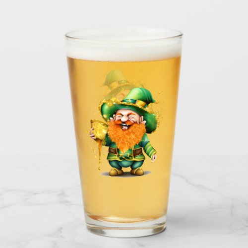 Leprechaun gnome St Patricks Day lucky Glass