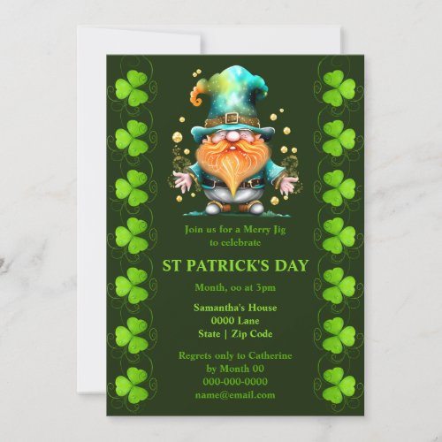 Leprechaun gnome St Patricks Irish holiday Invitation