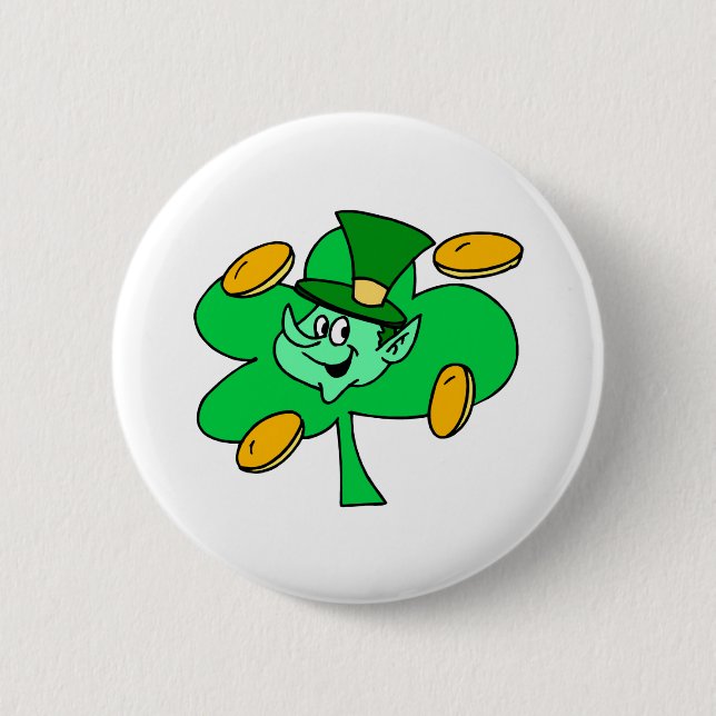 Leprechaun Gold Coins Button (Front)