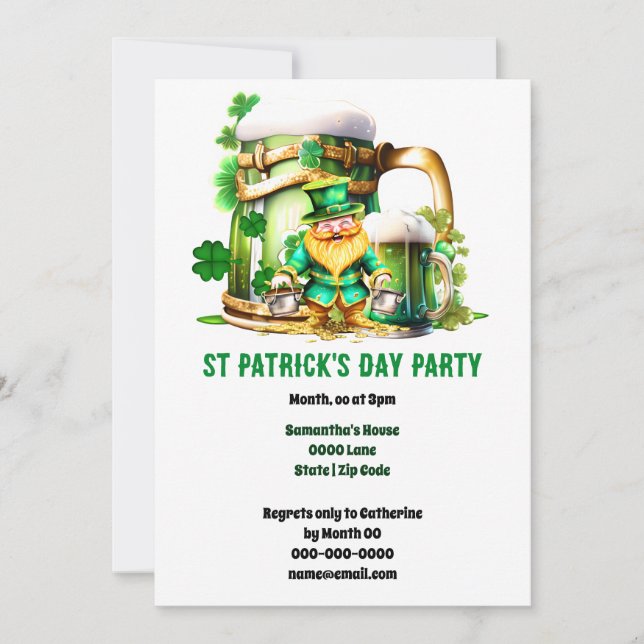 Leprechaun gold Irish beer St Patrick's Day fun Invitation (Front)