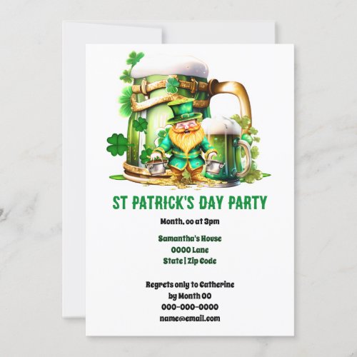 Leprechaun gold Irish beer St Patricks Day fun Invitation