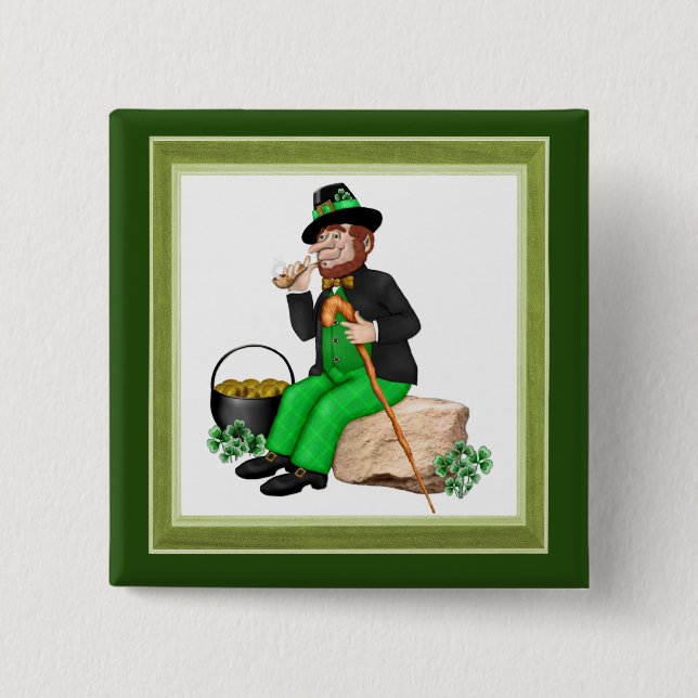 Leprechaun Gold Pinback Button (Front)