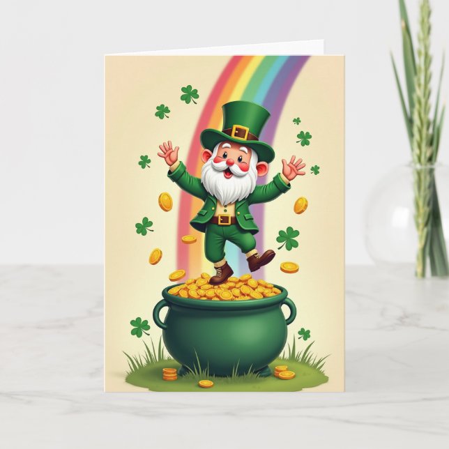 Leprechaun Gold Retro Vector Art Card (Front)