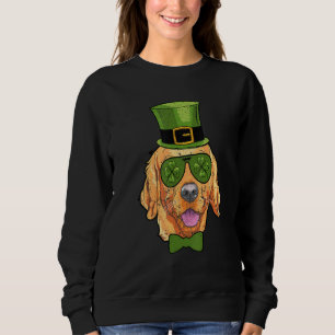 Leprechaun Golden Retriever Clover St Patricks Day Sweatshirt