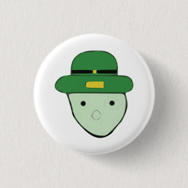 Leprechaun Green Colored Sketch Meme Pinback Button (Front)
