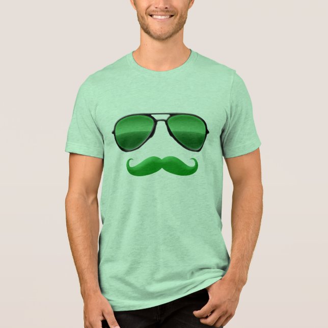 Leprechaun Green Sunglasses Cool St Patricks Day Tri-Blend Shirt (Front)