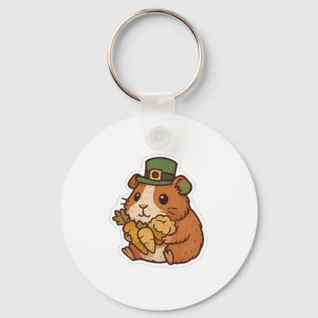 Leprechaun Guinea Pig St.Patrick's Day Keychain (Back)
