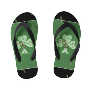 Leprechaun "Happy St. Patrick's Day" Kid's Flip Flops