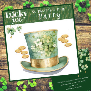 Leprechaun Hat and Gold Coins Party Invitation