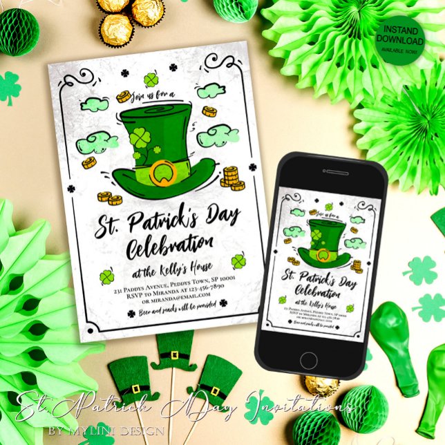 Leprechaun Hat and Shamrocks Saint Patrick's Day Invitation (Creator Uploaded)