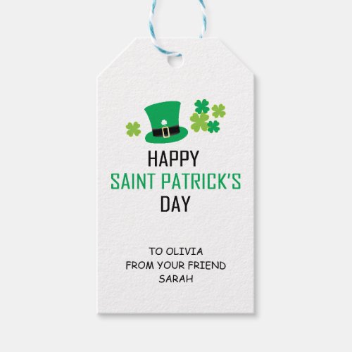 Leprechaun Hat and Shamrocks St Patricks Day  Gift Tags