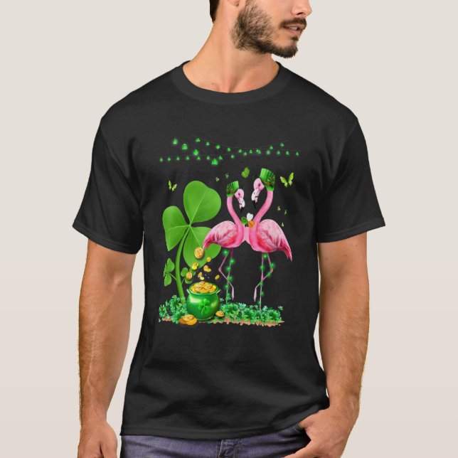 Leprechaun Hat Flamingo Shamrock St Patricks Day B T-Shirt (Front)