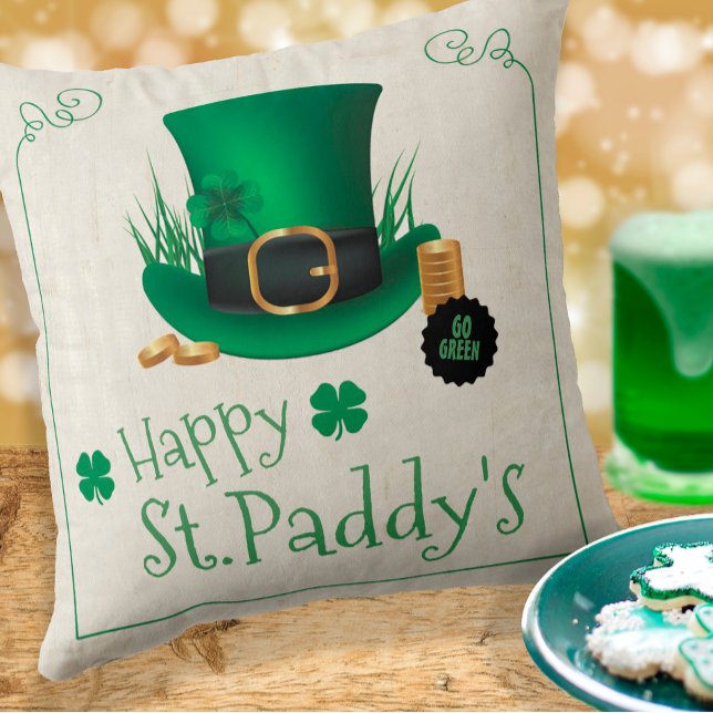 Leprechaun Hat Happy St. Paddy's ID636 Throw Pillow (Creator Uploaded)