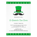 Leprechaun hat mustache St Patrick's day party Custom Invites