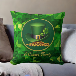 Leprechaun Hat of Gold Irish-themed Throw Pillow