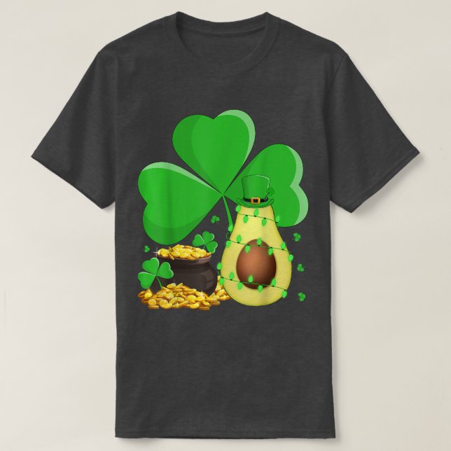 Leprechaun Hat Shamrock Leaf Avocado St  T-Shirt (Design Front)