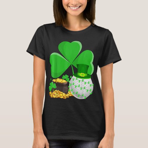 Leprechaun Hat Shamrock Leaf Golf St Patricks Day T_Shirt