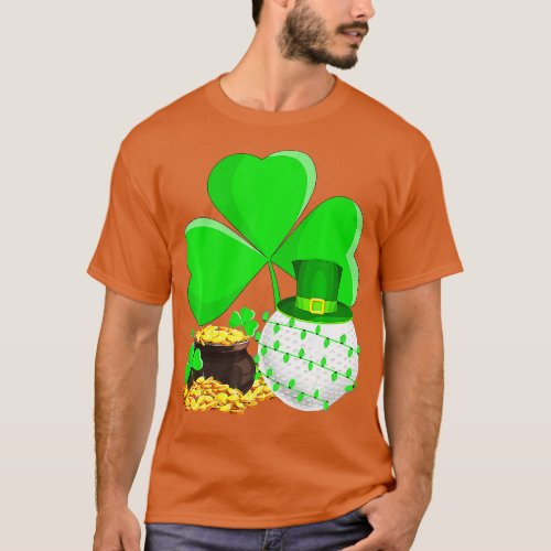 Leprechaun Hat Shamrock Leaf Golf St Patricks Day  T_Shirt