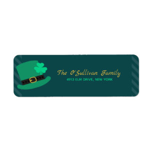 Leprechaun Hat St Patricks Day Dark Green Label