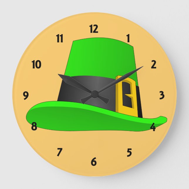 Leprechaun Hat With Buckle Large Clock (Front)