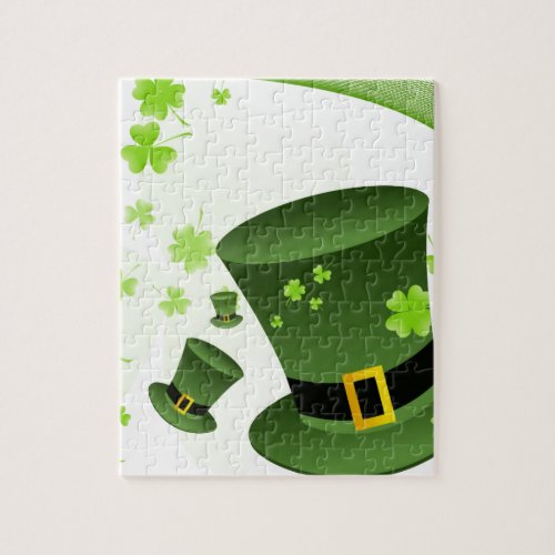 Leprechaun hats with 4 leaf clovers jigsaw puzzle