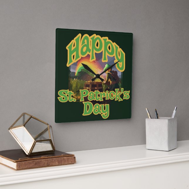 Leprechaun Hideaway Square Wall Clock (Office)