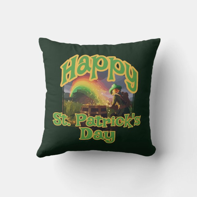Leprechaun Hideaway Throw Pillow (Back)