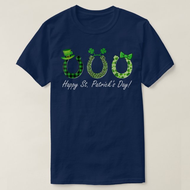 Leprechaun Horse Riding Animal Lover Farmer St Pat T-Shirt (Design Front)