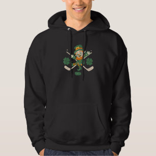 Leprechaun Ice Field Hockey Funny St Patricks Day Hoodie