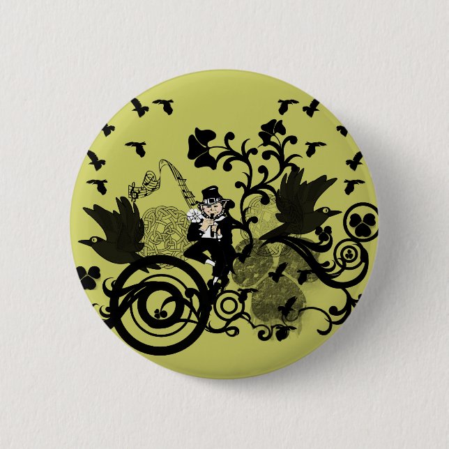Leprechaun in Black Button (Front)