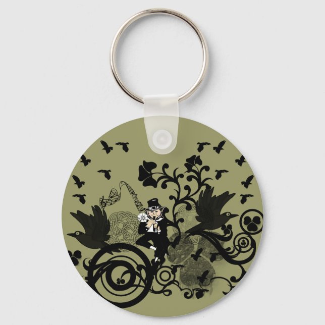 Leprechaun in Black Keychain (Front)
