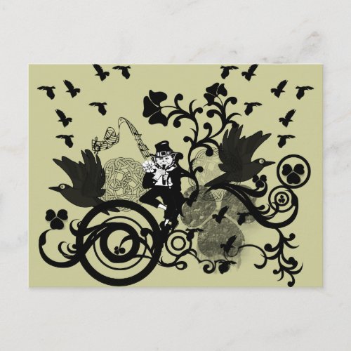 Leprechaun in Black Postcard