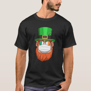 Leprechaun In Glasses Face Mask Funny Boys St Patr T-Shirt