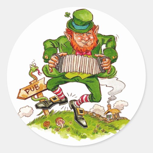 Leprechaun in Green Happy Saint Patricks Day Classic Round Sticker