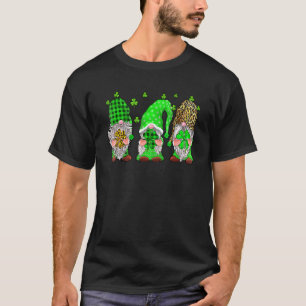 Leprechaun Irish Gnomes Shamrock Leopard Plaid St T-Shirt